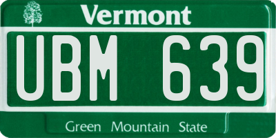 VT license plate UBM639