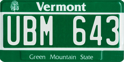VT license plate UBM643