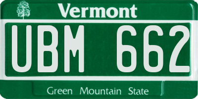 VT license plate UBM662