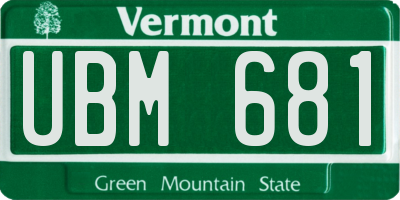 VT license plate UBM681