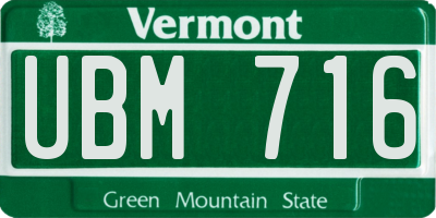 VT license plate UBM716