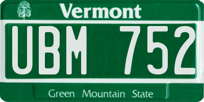 VT license plate UBM752
