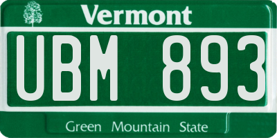 VT license plate UBM893