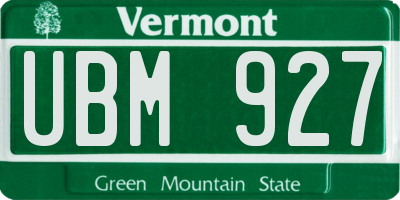 VT license plate UBM927