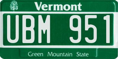 VT license plate UBM951