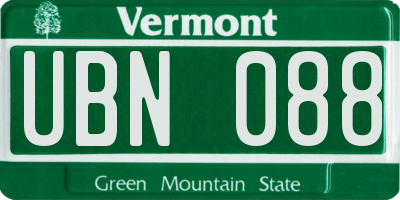 VT license plate UBN088