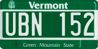 VT license plate UBN152