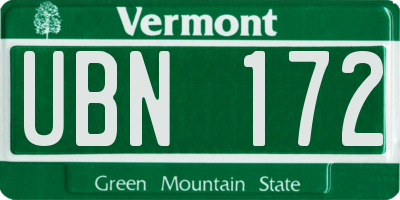 VT license plate UBN172
