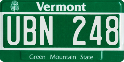 VT license plate UBN248