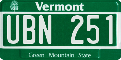 VT license plate UBN251