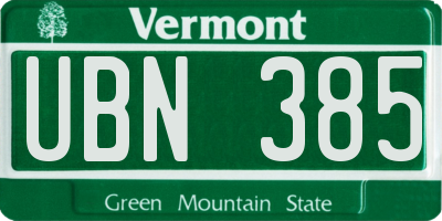 VT license plate UBN385