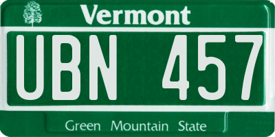 VT license plate UBN457
