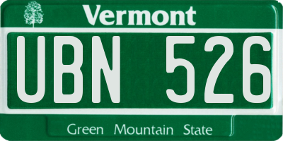 VT license plate UBN526