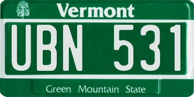 VT license plate UBN531