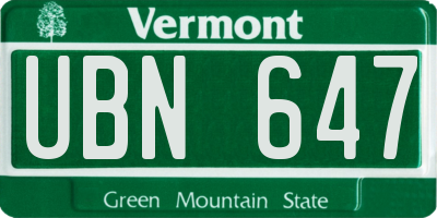 VT license plate UBN647