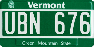 VT license plate UBN676