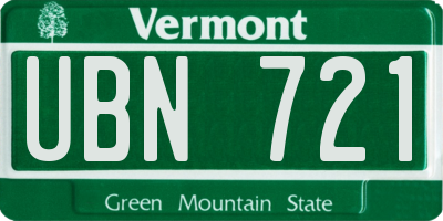VT license plate UBN721