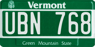 VT license plate UBN768