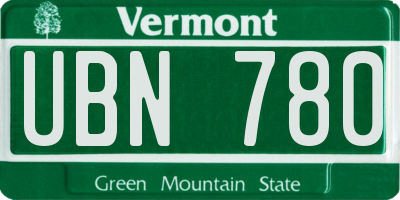 VT license plate UBN780