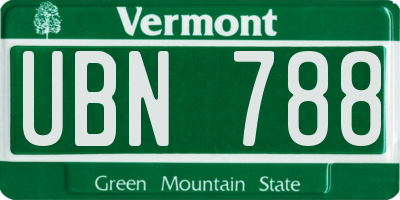 VT license plate UBN788
