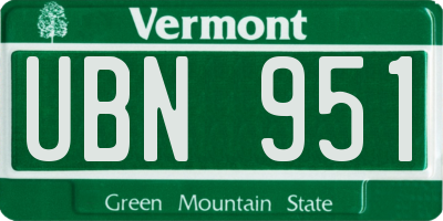 VT license plate UBN951