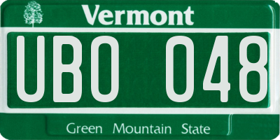 VT license plate UBO048