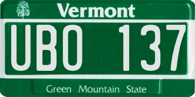 VT license plate UBO137