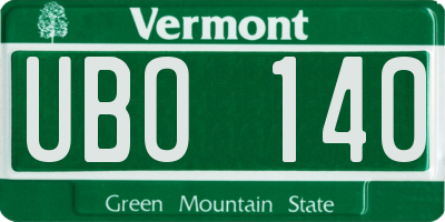 VT license plate UBO140