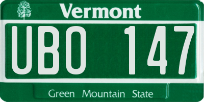 VT license plate UBO147