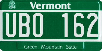 VT license plate UBO162