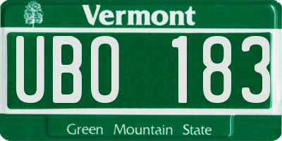 VT license plate UBO183