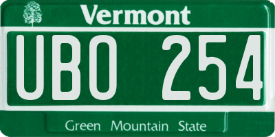 VT license plate UBO254