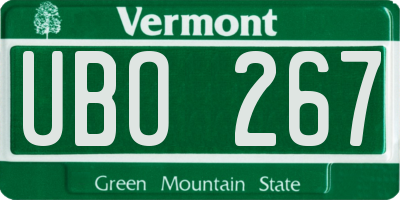 VT license plate UBO267
