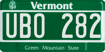 VT license plate UBO282