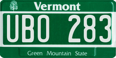 VT license plate UBO283