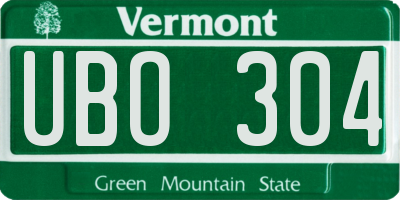 VT license plate UBO304