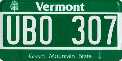 VT license plate UBO307