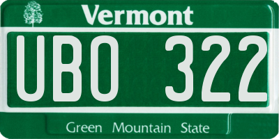 VT license plate UBO322