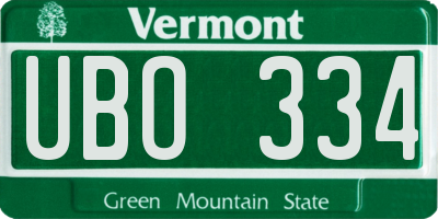VT license plate UBO334