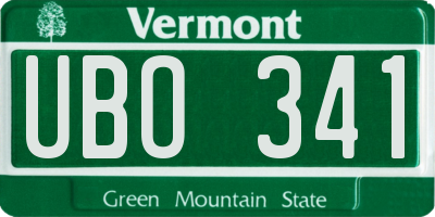 VT license plate UBO341