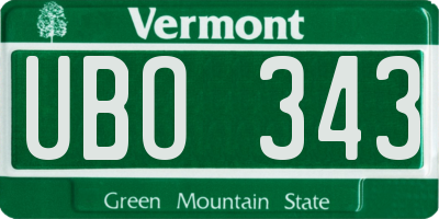 VT license plate UBO343