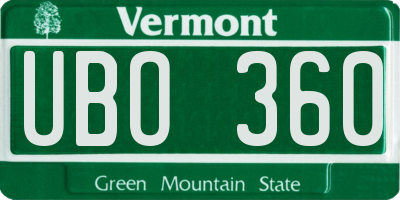 VT license plate UBO360