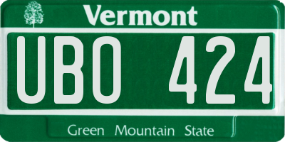 VT license plate UBO424