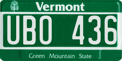 VT license plate UBO436