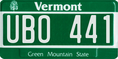 VT license plate UBO441