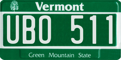 VT license plate UBO511
