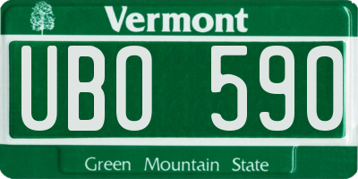 VT license plate UBO590