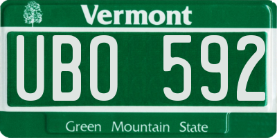 VT license plate UBO592