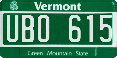 VT license plate UBO615