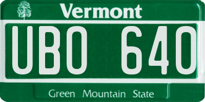 VT license plate UBO640